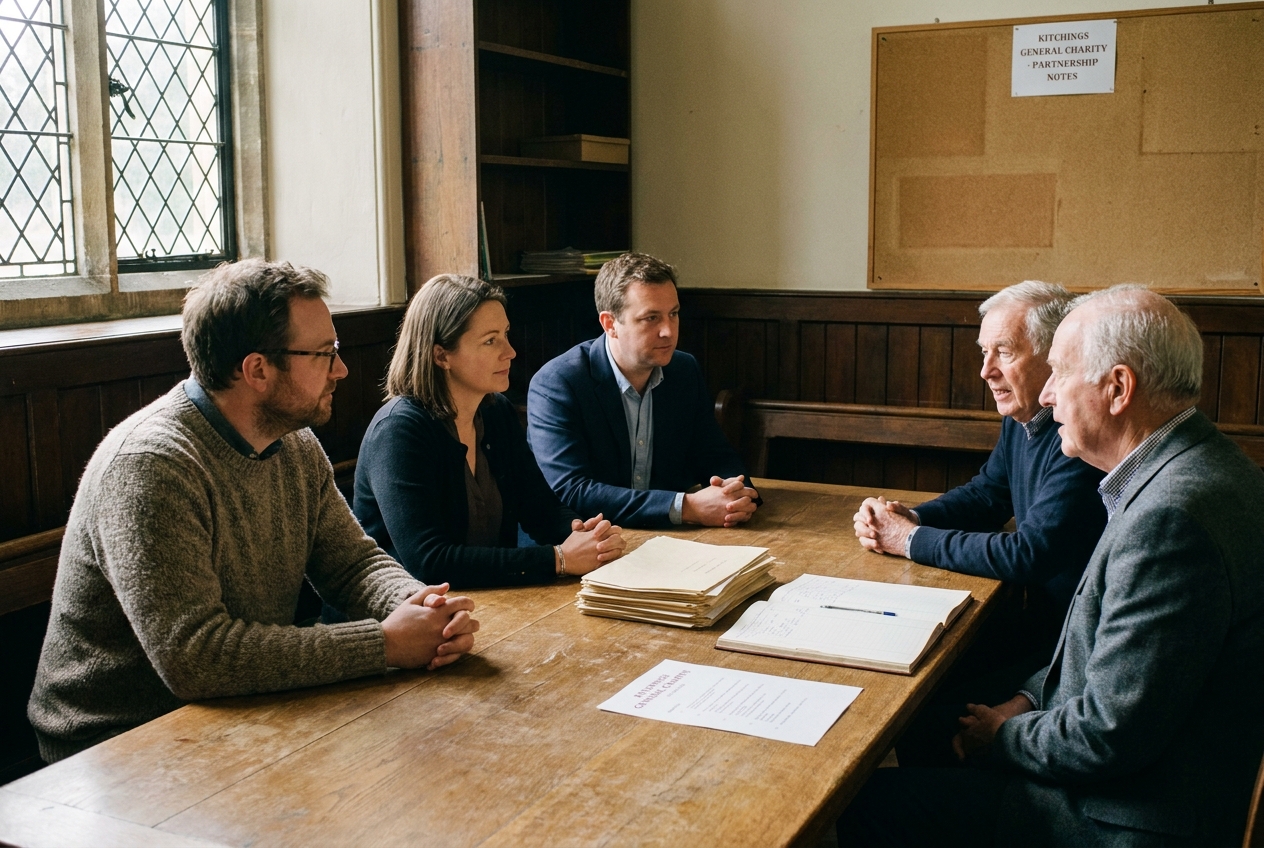 A small meeting around a table at the Bardney vestry